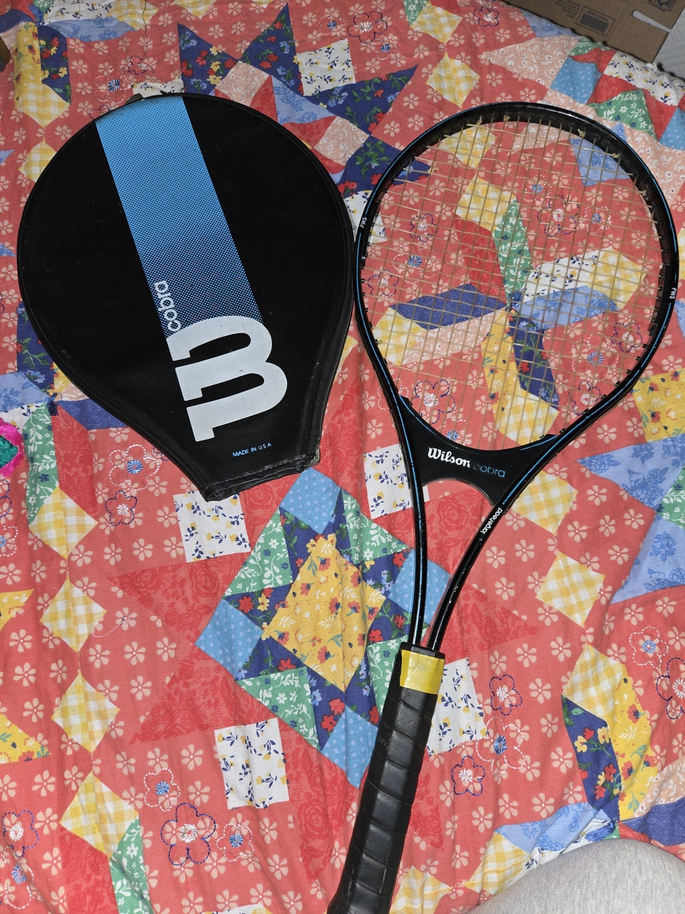 Vintage Wilson Cobra Racket Largehead with Black Cover and Yellow Overwrap